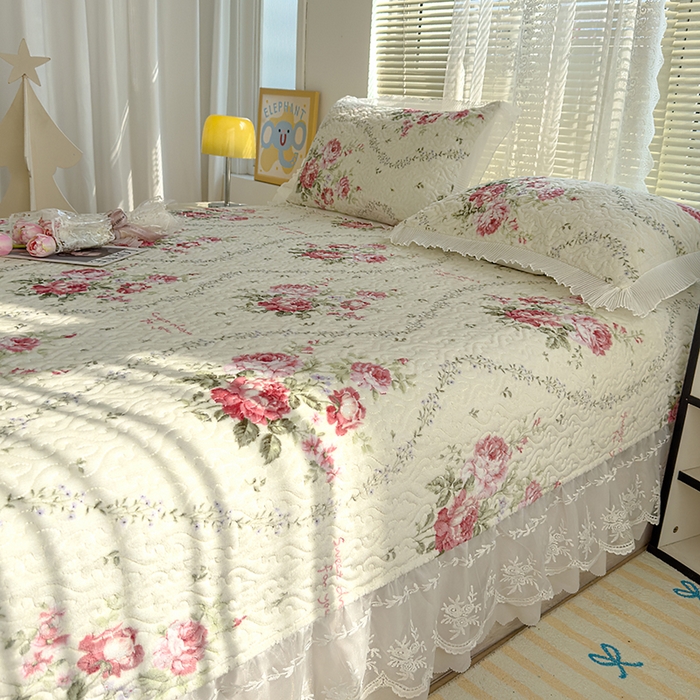 91家纺网 家纺一手货源 找家纺 冬然家纺 2024新款牛奶绒印花床盖 花语温情