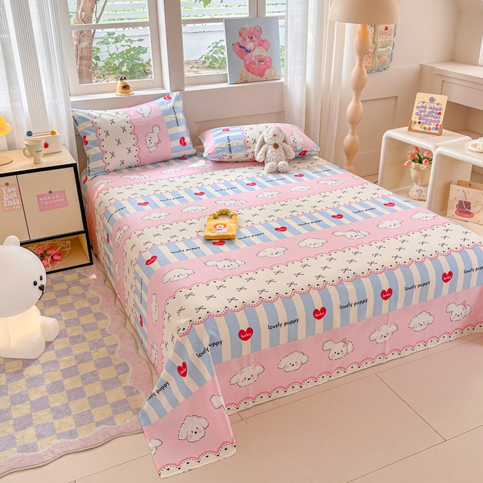 91家纺网 家纺一手货源 找家纺 吉象家纺 2024新款高支密全棉印花单床单 甜心旺旺