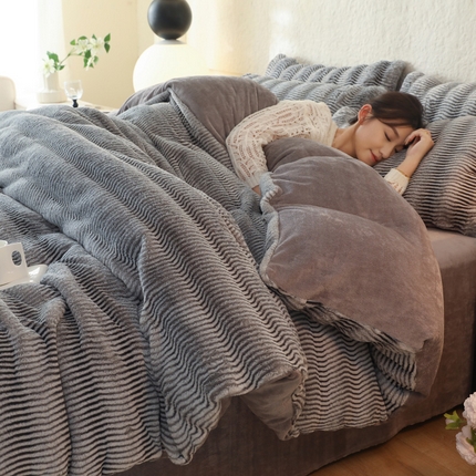 逸尚阁 2024新款极奢兔绒牛奶绒四件套 极光灰