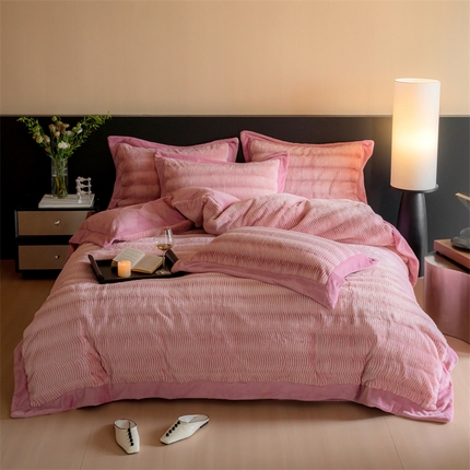 91家纺网 家纺一手货源 找家纺 （总）名品优仓 2024新款金貂绒四件套-欢乐颂