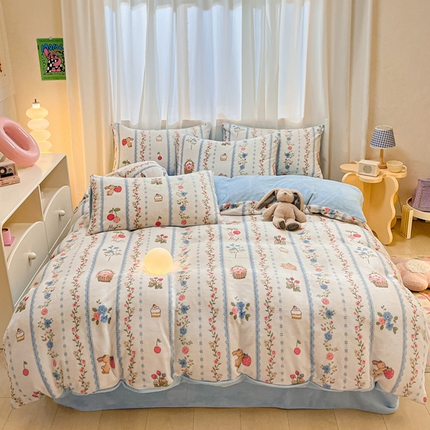 91家纺网 家纺一手货源 找家纺 本制 2025新款B类牛奶绒印花四件套 恋恋思语