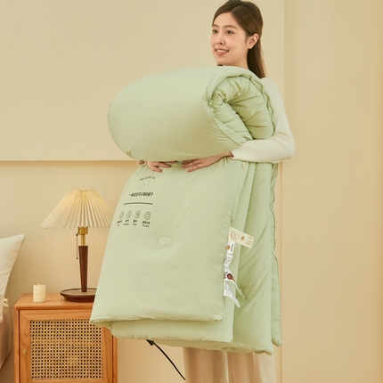 91家纺网 家纺一手货源 找家纺 金泰莱 2025新款A类云感绒羊毛被被子被芯冬被春秋被四季被 浅绿