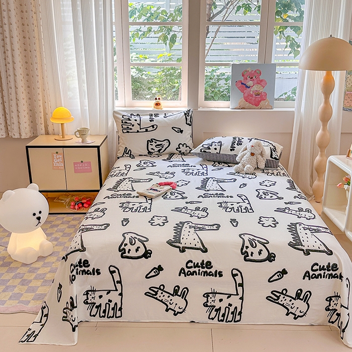 91家纺网 家纺一手货源 找家纺 吉象家纺 2024新款高支密全棉印花单床单 漫画家