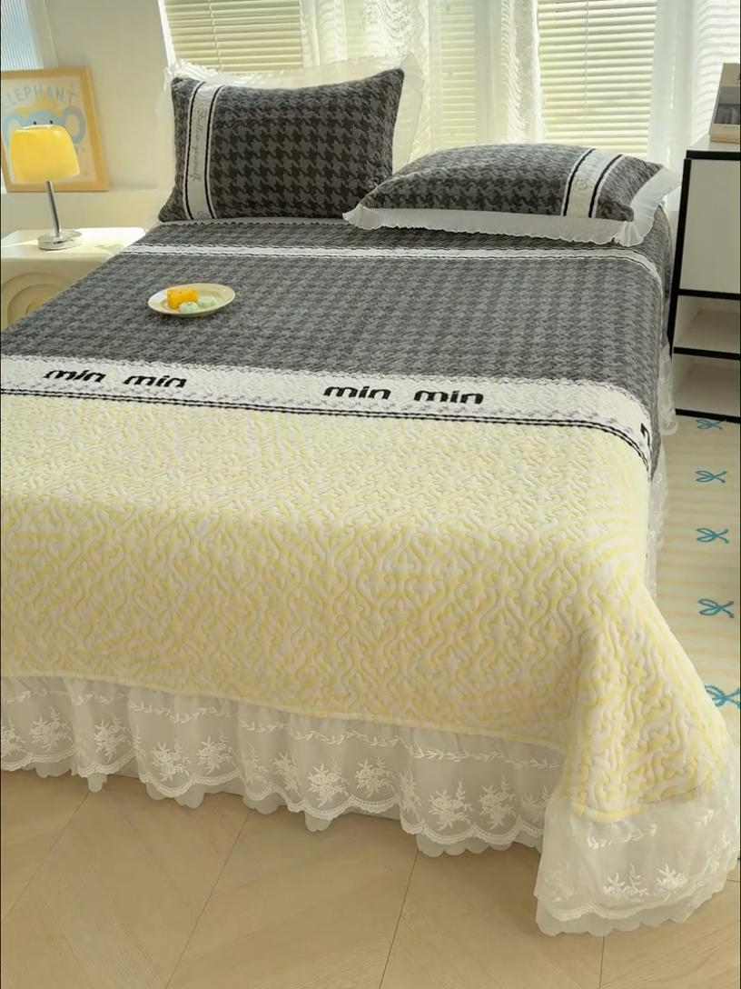 91家纺网 家纺一手货源 找家纺 冬然家纺 2024新款牛奶绒印花床盖 卢卡西