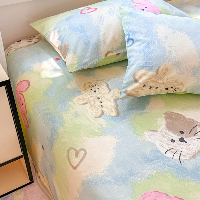 91家纺网 家纺一手货源 找家纺 吉象家纺 2024新款高支密全棉印花单床单 蜡笔画