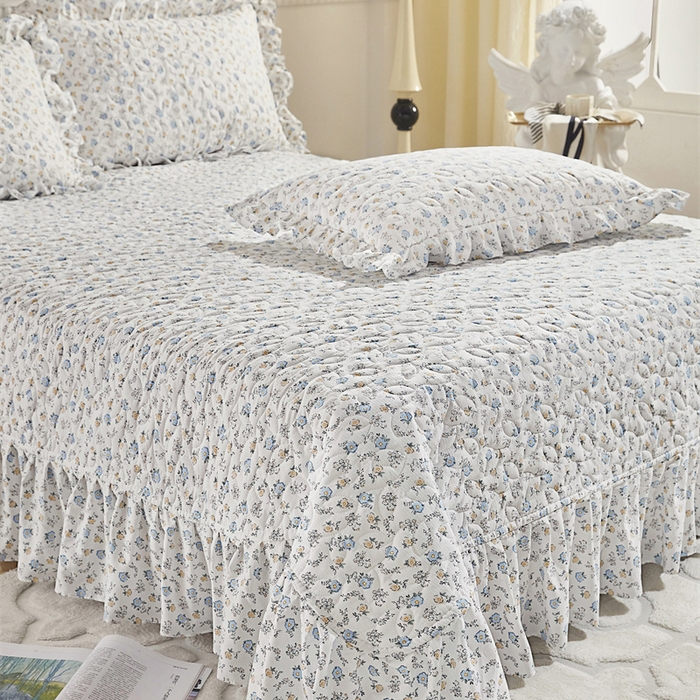 91家纺网 家纺一手货源 找家纺 十个点家纺 2025新款印花夹棉床盖三件套-晚秋系列 繁花似锦