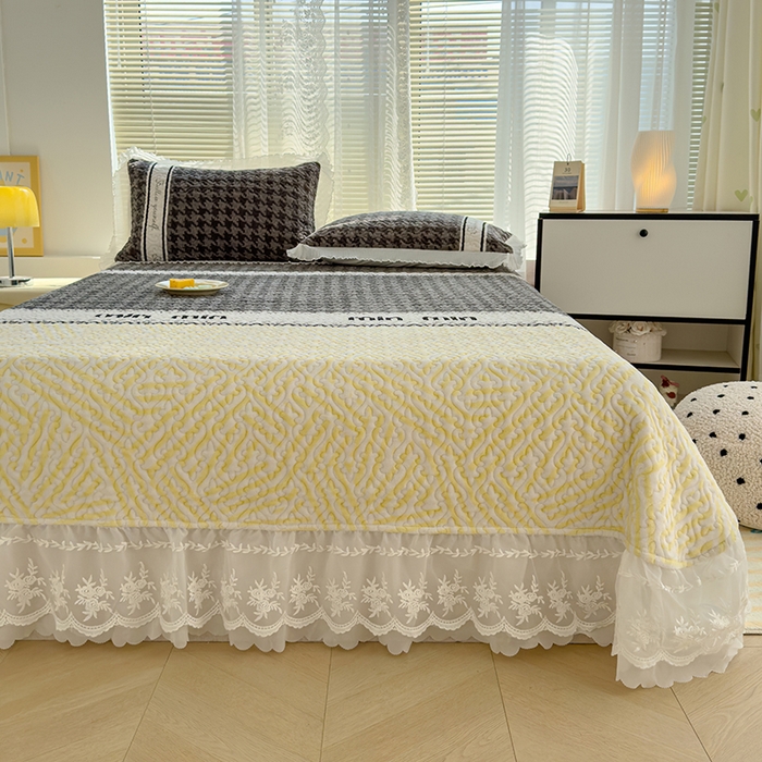 91家纺网 家纺一手货源 找家纺 冬然家纺 2024新款牛奶绒印花床盖 卢卡西