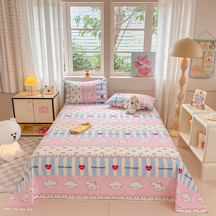 91家纺网 家纺一手货源 找家纺 吉象家纺 2024新款高支密全棉印花单床单 甜心旺旺