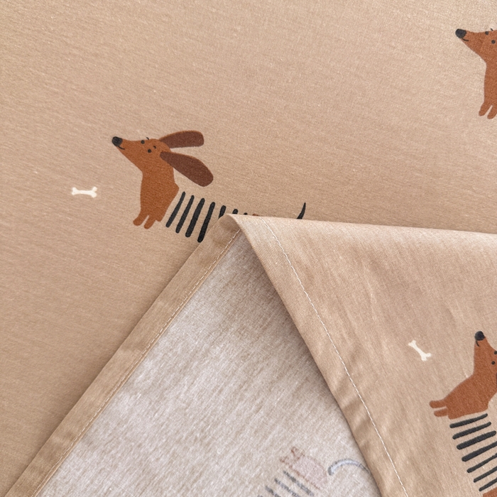 91家纺网 家纺一手货源 找家纺 吉象家纺 2024新款高支密全棉印花单床单 腊肠狗狗