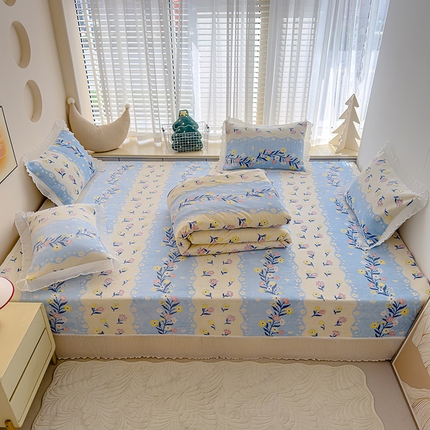 冬然家纺 2024新款雕花绒榻榻米床盖 五彩花园