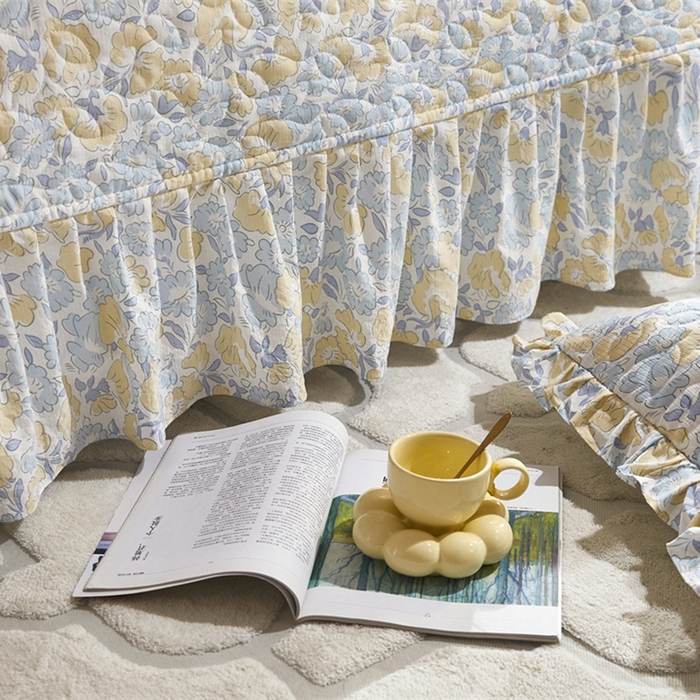 91家纺网 家纺一手货源 找家纺 十个点家纺 2025新款印花夹棉床盖三件套-晚秋系列 晚秋