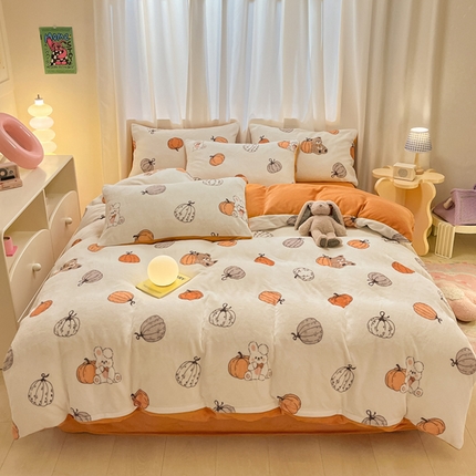 91家纺网 家纺一手货源 找家纺 本制 2025新款B类牛奶绒印花四件套 拥有