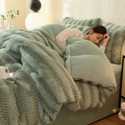 逸尚阁 2024新款极奢兔绒牛奶绒四件套 极光绿