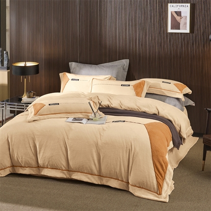 91家纺网 家纺一手货源 找家纺 （总）名品优仓 2024新款高克重牛奶绒刺绣四件套-巴伦西亚