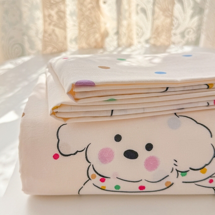 吉象家纺 2024新款高支密全棉印花单床单 泡泡糖小狗