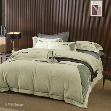 91家纺网 家纺一手货源 找家纺 （总）名品优仓 2024新款高克重牛奶绒刺绣四件套-巴伦西亚