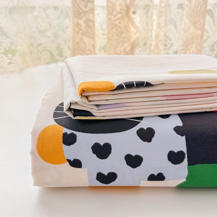 吉象家纺 2024新款高支密全棉印花单床单 靴子猫