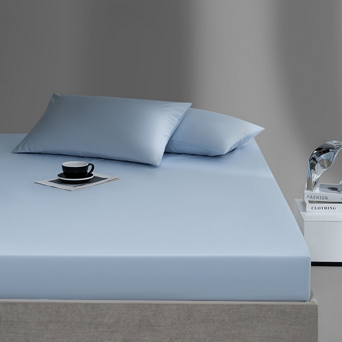 91家纺网 家纺一手货源 找家纺 蓝邻家纺 2024新款全棉新疆长绒棉系列单床笠 空镜蓝