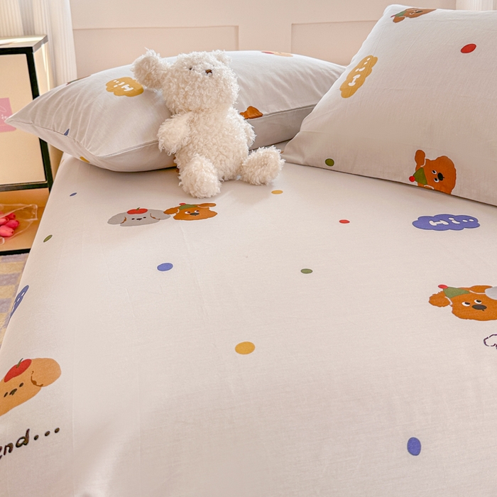 91家纺网 家纺一手货源 找家纺 吉象家纺 2024新款高支密全棉印花单床单 快乐周末