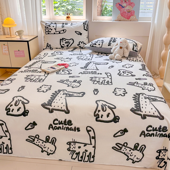 91家纺网 家纺一手货源 找家纺 吉象家纺 2024新款高支密全棉印花单床单 漫画家