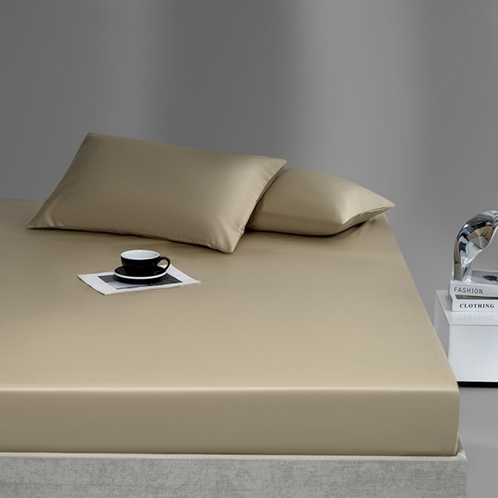 91家纺网 家纺一手货源 找家纺 蓝邻家纺 2024新款全棉新疆长绒棉系列单床笠 奶咖