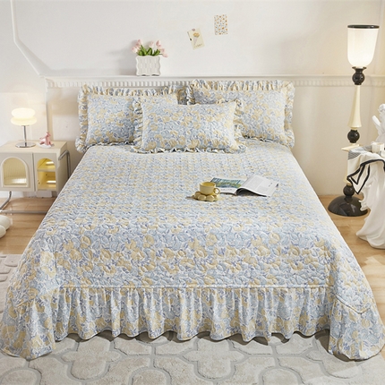 十个点家纺 2025新款印花夹棉床盖三件套-晚秋系列 晚秋