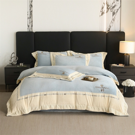 91家纺网 家纺一手货源 找家纺 （总）名品优仓 2024新款高克重高克重牛奶绒四件套-希娜尔