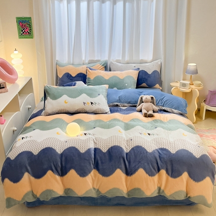 91家纺网 家纺一手货源 找家纺 本制 2025新款B类牛奶绒印花四件套 乘风破浪