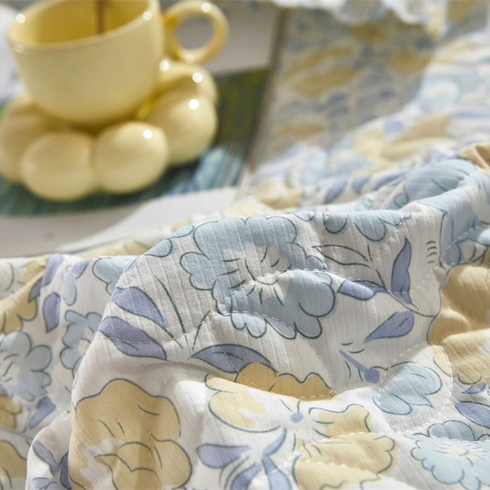 91家纺网 家纺一手货源 找家纺 十个点家纺 2025新款印花夹棉床盖三件套-晚秋系列 晚秋