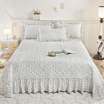 91家纺网 家纺一手货源 找家纺 十个点家纺 2025新款印花夹棉床盖三件套-晚秋系列 繁花似锦