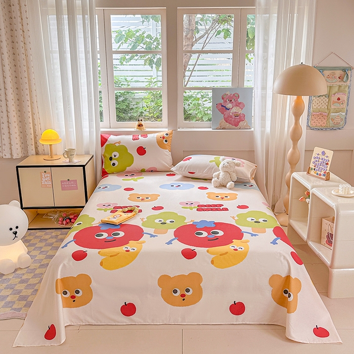 91家纺网 家纺一手货源 找家纺 吉象家纺 2024新款高支密全棉印花单床单 微笑天团