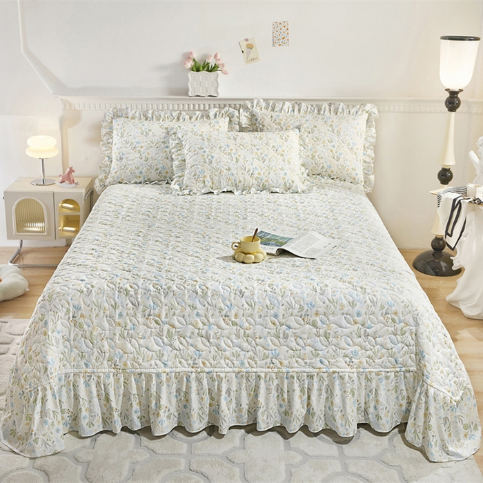 91家纺网 家纺一手货源 找家纺 十个点家纺 2025新款印花夹棉床盖三件套-晚秋系列 秋叶-兰