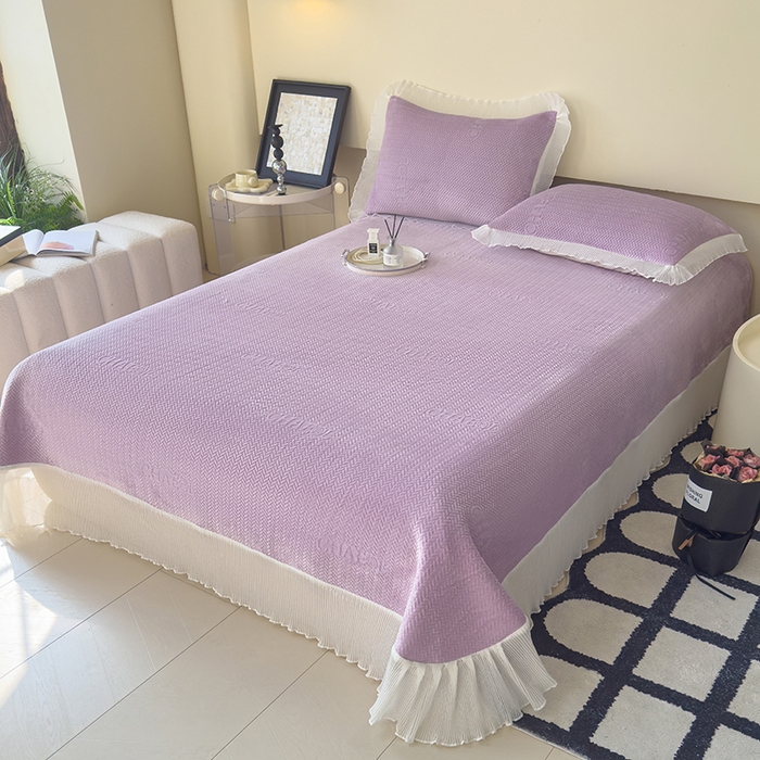 91家纺网 家纺一手货源 找家纺 冬然家纺 2024新款雕花绒床盖系列 大麦穗-紫