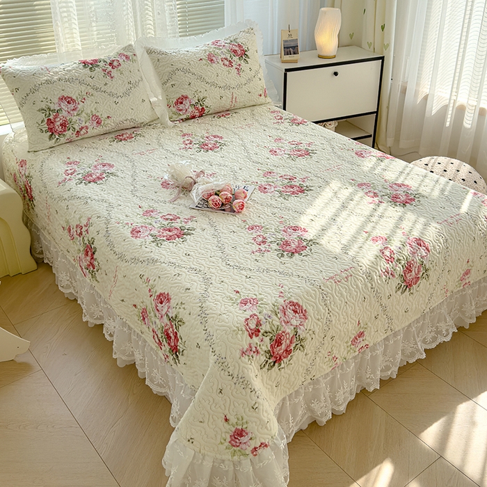 91家纺网 家纺一手货源 找家纺 冬然家纺 2024新款牛奶绒印花床盖 花语温情