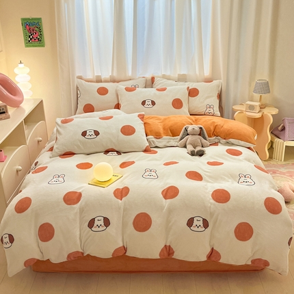 91家纺网 家纺一手货源 找家纺 本制 2025新款B类牛奶绒印花四件套 溢彩