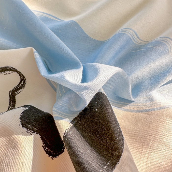 91家纺网 家纺一手货源 找家纺 吉象家纺 2024新款高支密全棉印花单床单 奶牛猫