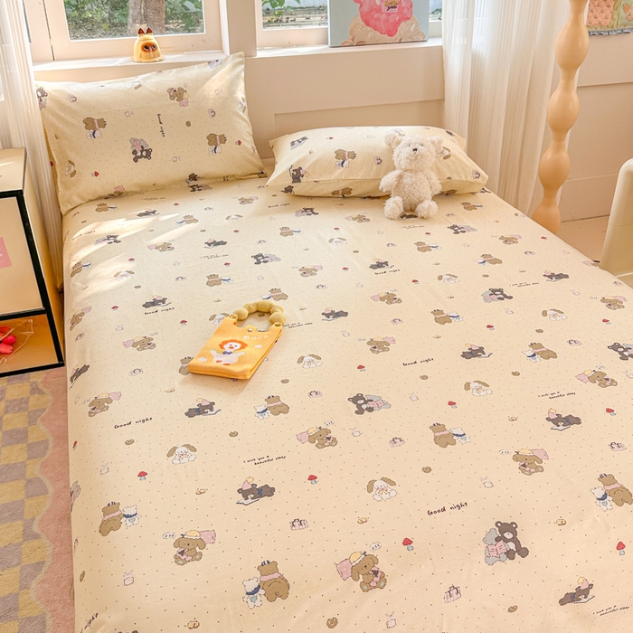 91家纺网 家纺一手货源 找家纺 吉象家纺 2024新款高支密全棉印花单床单 小熊日记