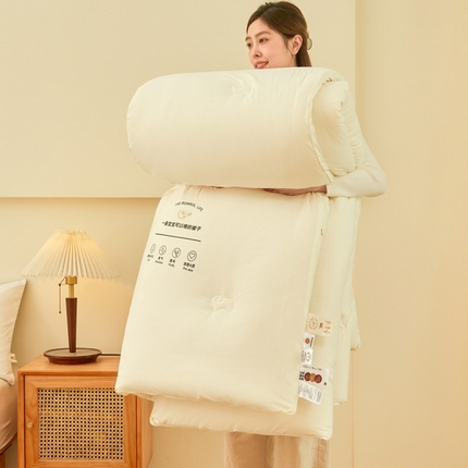 91家纺网 家纺一手货源 找家纺 金泰莱 2025新款A类云感绒羊毛被被子被芯冬被春秋被四季被 米白