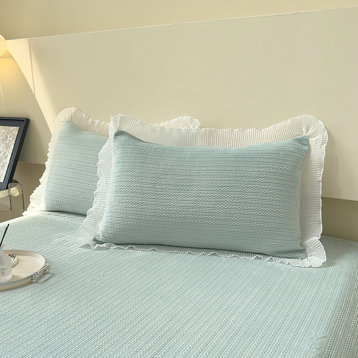 91家纺网 家纺一手货源 找家纺 冬然家纺 2024新款雕花绒床盖系列 小麦穗-浅绿