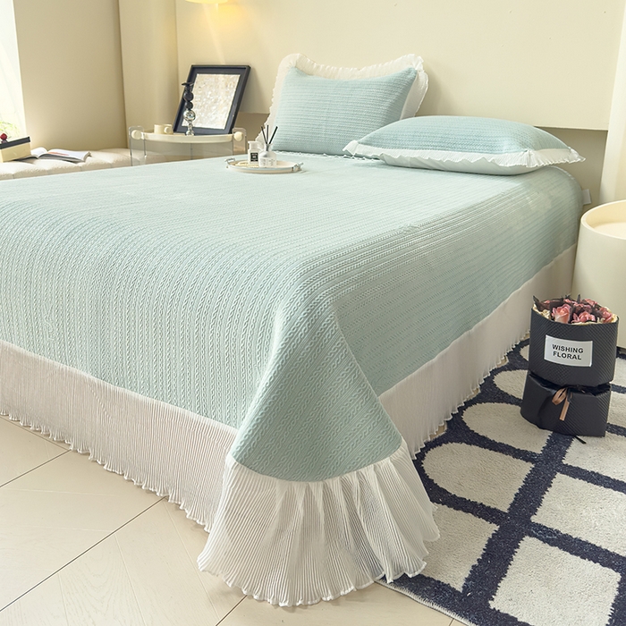 91家纺网 家纺一手货源 找家纺 冬然家纺 2024新款雕花绒床盖系列 小麦穗-浅绿