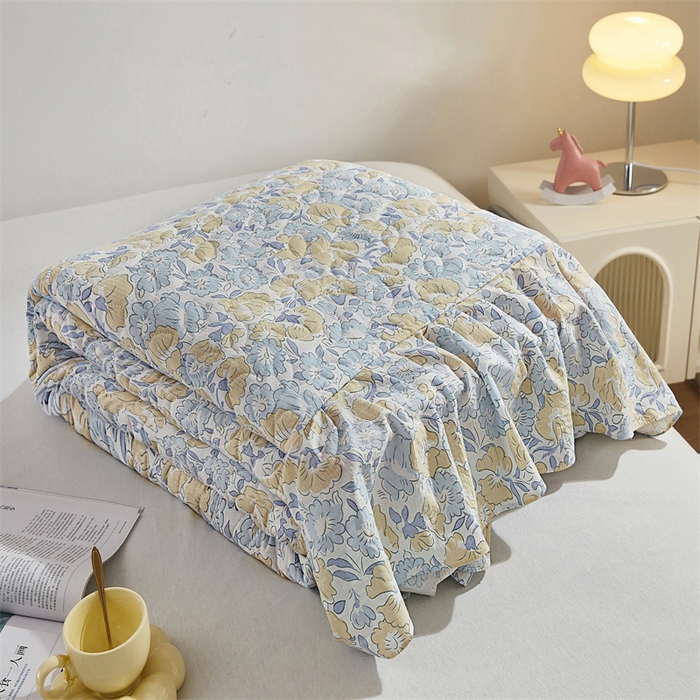 91家纺网 家纺一手货源 找家纺 十个点家纺 2025新款印花夹棉床盖三件套-晚秋系列 晚秋