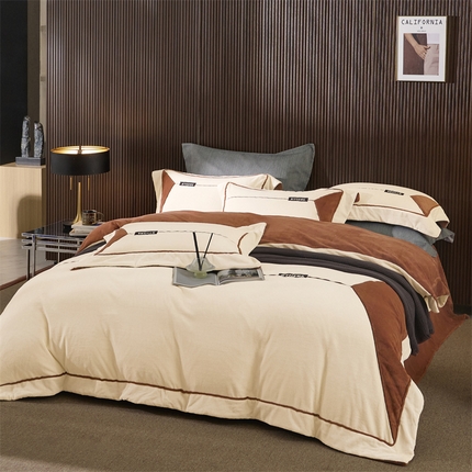 91家纺网 家纺一手货源 找家纺 （总）名品优仓 2024新款高克重牛奶绒刺绣四件套-巴伦西亚