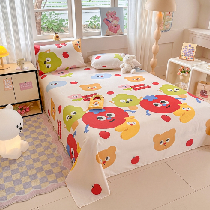 91家纺网 家纺一手货源 找家纺 吉象家纺 2024新款高支密全棉印花单床单 微笑天团