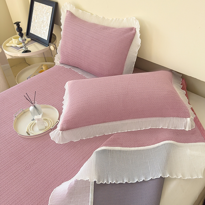 91家纺网 家纺一手货源 找家纺 冬然家纺 2024新款雕花绒床盖系列 小麦穗-豆沙粉