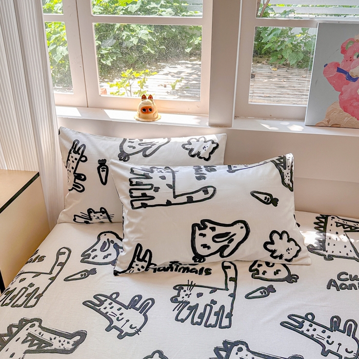 91家纺网 家纺一手货源 找家纺 吉象家纺 2024新款高支密全棉印花单床单 漫画家