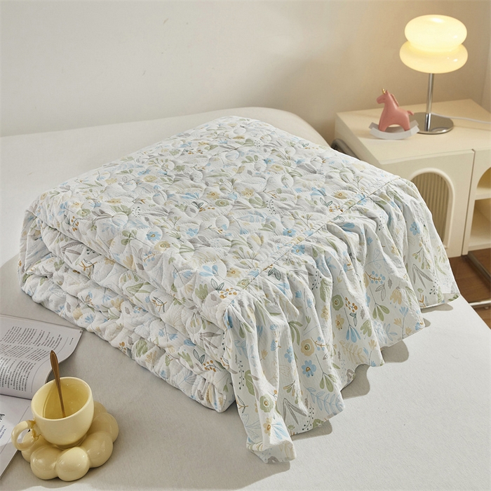 91家纺网 家纺一手货源 找家纺 十个点家纺 2025新款印花夹棉床盖三件套-晚秋系列 秋叶-兰