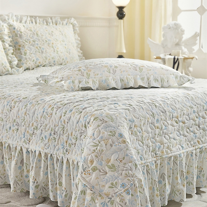 91家纺网 家纺一手货源 找家纺 十个点家纺 2025新款印花夹棉床盖三件套-晚秋系列 秋叶-兰