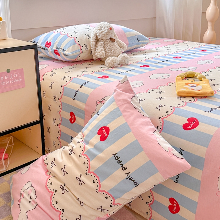 91家纺网 家纺一手货源 找家纺 吉象家纺 2024新款高支密全棉印花单床单 甜心旺旺