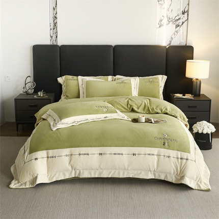 91家纺网 家纺一手货源 找家纺 （总）名品优仓 2024新款高克重高克重牛奶绒四件套-希娜尔