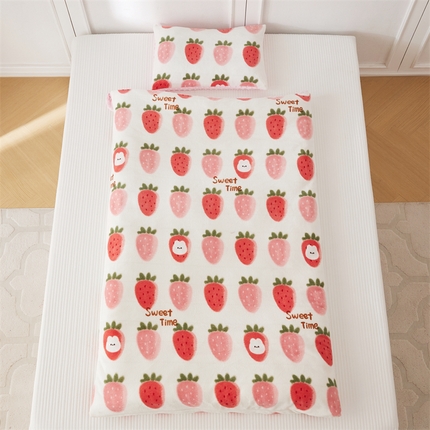 艾佳宝贝 2024牛奶绒豆豆绒可拆式多功能防踢被 防踢被-草莓甜心